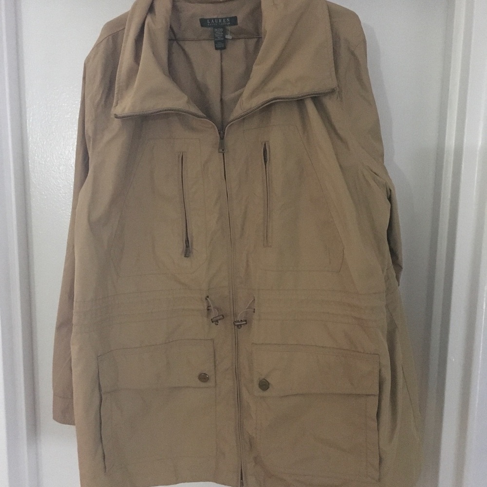 Lauren Ralph Lauren (LRL) Tan Utility Jacket Outdoor Style High Collar